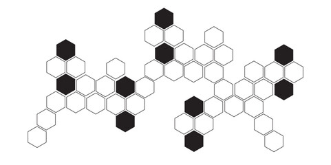 Abstract seamless pattern of 3D geometric hexagon shapes, ideal for a sports background or technology web design, featuring a football-like texture and science symbols