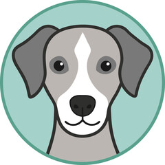 Cute Dog Face Line Art Icon on White Background