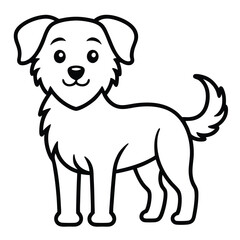 Cute Puppy Line Art on White Background