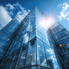 Fototapeta premium Glass Skyscraper with Sunlight