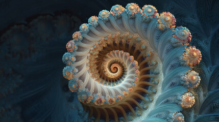 A stunning fractal spiral unfolds with vibrant colors and detailed textures.