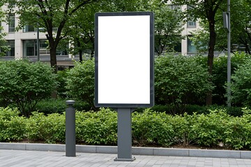 Outdoor Digital Billboard Mockup: Blank Ad Display in Urban Park Setting