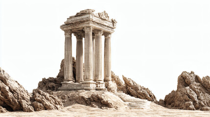Obraz premium A stunning shot of an ancient Greek temple in a rocky landscape.