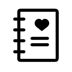 Fototapeta premium Notebook with heart symbol simple silhouette vector illustration
