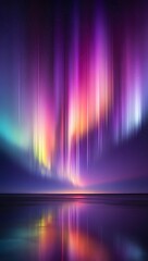 Stunning Aurora Borealis Display Over Calm Water Reflection