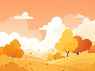 autumn landscape flat vector illustration