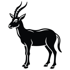 Fototapeta premium Black silhouette of a majestic markhor standing alert animal wildlife