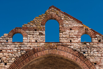 A Closeup of the Upper Part of an Old Basilica from the Ancient Town of Mesembria (Nessebar)