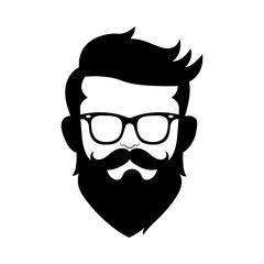 Modern Hipster Avatar – Bearded Man Vector Illustration