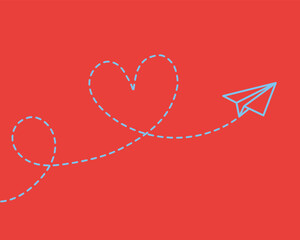 Dotted heart paper airplane