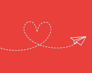 Dotted heart paper airplane