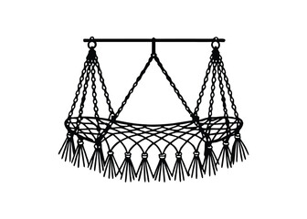 Silhouette of macrame swing isolated on a white background