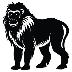 Obraz premium Black silhouette of a powerful ape standing gorilla primate