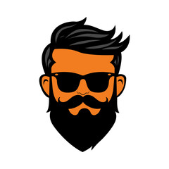 Stylish Male Face Vector – Hair, Beard and Glasses Silhouette