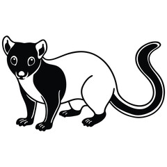 Fototapeta premium Black vector silhouette of a kinkajou animal white