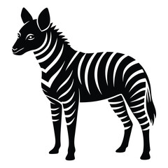 Black vector silhouette of a striped equine animal zebra wildlife