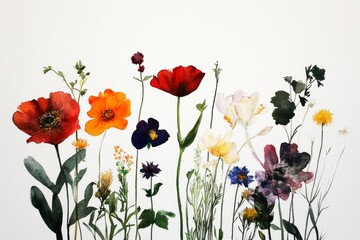 Fototapeta premium Beautiful Watercolor Flowers in Various Colors Showcasing Natures Beauty