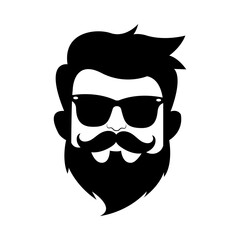 Bearded Hipster Man Icon – Beard, Mustache, and Glasses Vector