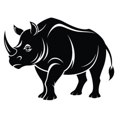 Fototapeta premium Bold black silhouette vector of a rhinoceros animal wildlife