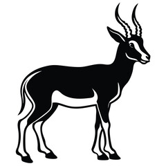 Fototapeta premium Bold black silhouette vector of a saiga antelope standing vector art animal