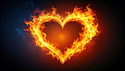 Fiery heart shape graphic