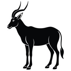 Fototapeta premium Elegant black beisa antelope vector silhouette animal