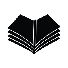 Open book with pages stacked neatly silhouette vector illustration