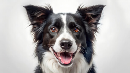 Close up Portrait of a Border Collie on Transparent Background