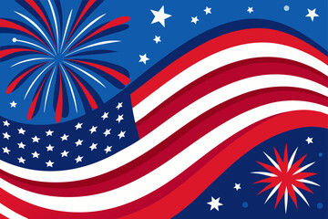 Waving Abstract American Flag Vector Graphic