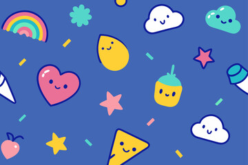 Seamless Vector Pattern of Cute Hand Drawn Doodle Icons