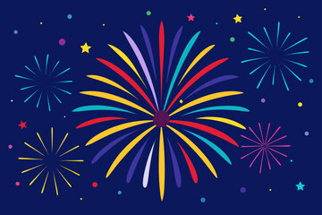 Naklejka premium Colorful Festival Fireworks Bursting in the Night Sky