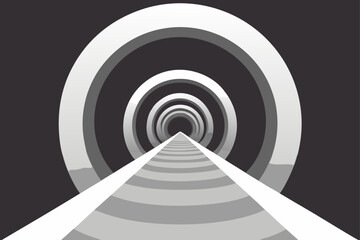 Obraz premium Perspective View of an Infinite Hallway of Glowing White Rings