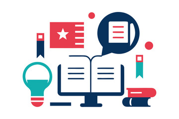 Abstract Online Learning Concept with a Book and Screen