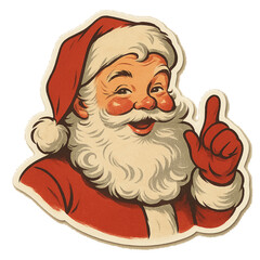 Charming Vintage Santa Claus Sticker – 1950s Retro Christmas Vector on White Background © NoblePix