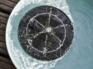 Springbrunnen mit solarbetriebener Pumpe von oben