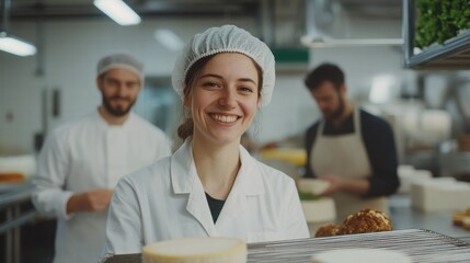 Cheerful food production worker