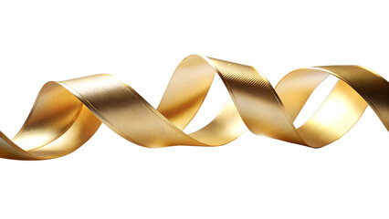 Elegant Golden Ribbon Curling on Transparent Background