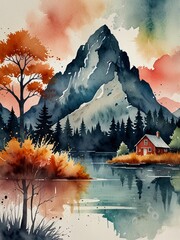 mountain landscape with lake