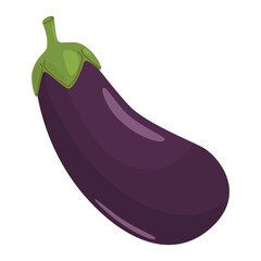 Aubergine, natural healthy food. Whole purple eggplant icon, fresh ripe farm vegetable. Organic veggie produce, vitamin.