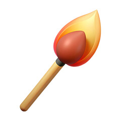 Burning matchstick flame light fire ignition safety match stick flammable danger heat closeup 3d render