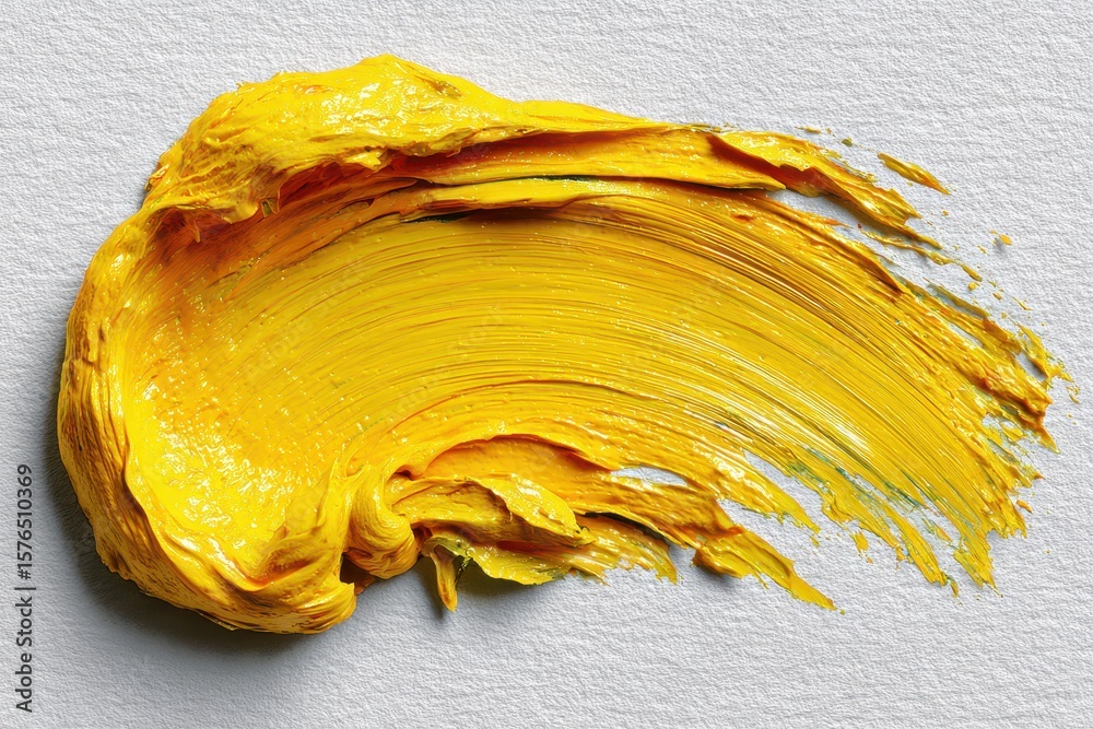 Fototapete yellow paint smear abstract on canvas creates a textured background and unique design element for ar