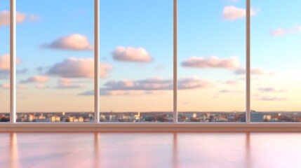 Fototapeta premium City skyline through large windows
