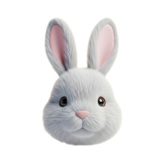 Obraz premium Adorable 3D Rendered Bunny Rabbit Face; Soft, Fluffy, White Fur; Pink Ears; Sweet Expression; Childlike Charm; Perfect for Children's Products.