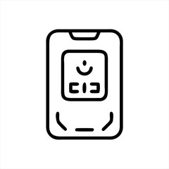 Isolated medical device with screen silhouette vector illustration