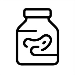 Fototapeta premium Glass jar outline drawing with beans inside silhouette vector illustration
