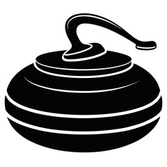 Vector illustration of a single curling stone with handle. Ideal for winter sports graphics, curling game icons, ice rink designs, athletic branding, and recreational sport visuals.