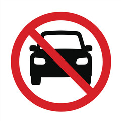 No parking Allowed, No Cars Allowed Sign – Vehicle Prohibited Symbol with Red Circle for Road Restrictions, Pedestrian Zones, and Traffic Control

