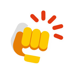 Obraz premium Animated Fist Bump Icon with Radial Lines for Digital High-Five Gestures and Collaborative Agreement in User Interfaces and Communication Platforms