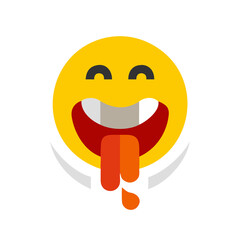 Obraz premium Cartoonish Drooling Emoji with Tongue Out Illustration on Transparent Backdrop for Expressing Silliness and Playfulness in Digital Communication