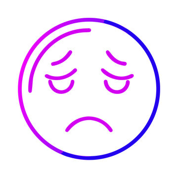 Sad and Depressed Emoji A Gradient Icon on Transparent Background for Expressing Sorrow and Unhappiness in Digital Communication, conveying negative emotion